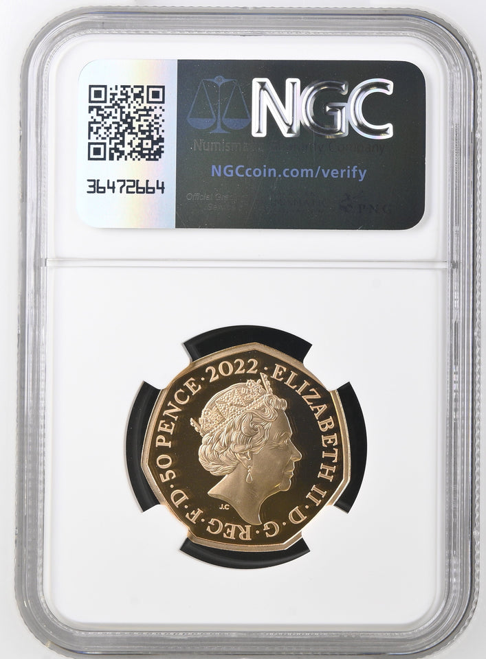 2022 GOLD PROOF 50P QE II PLATINUM JUBILEE NGC PF70 ULTRA CAMEO - NGC GOLD 50P - Cambridgeshire Coins
