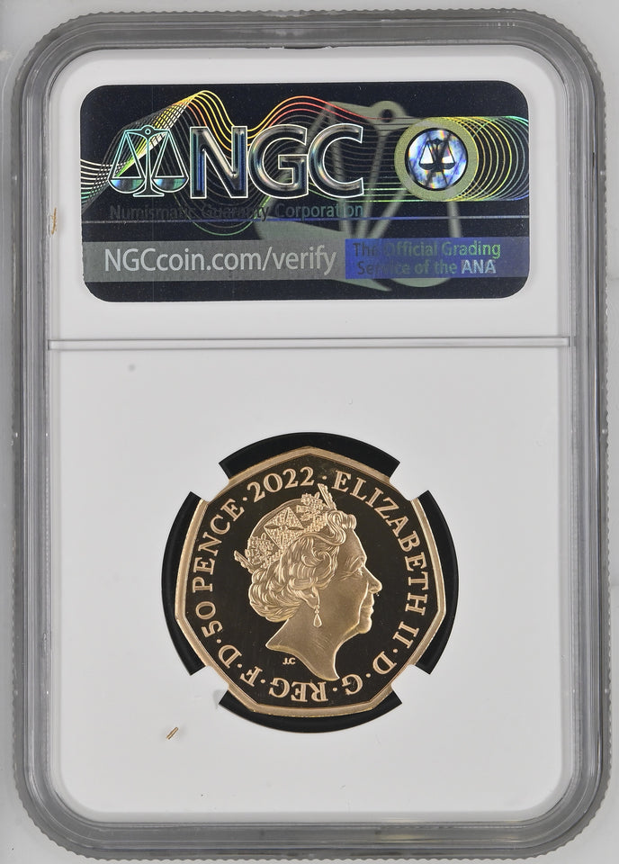 2022 GOLD PROOF 50P QUEEN ELIZABETH II PLATINUM JUBILEE (NGC) PF69 ULTRA CAMEO - NGC GOLD COINS - Cambridgeshire Coins