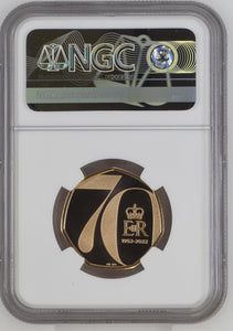 2022 GOLD PROOF HM QE II PLATINUM JUBILEE 50P (NGC) PF70 ULTRA CAMEO - NGC GOLD COINS - Cambridgeshire Coins