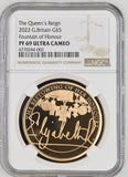 2022 GOLD PROOF THE QUEENS REIGN FOUNTAIN OF HONOUR £5 (NGC) PF69 ULTRA CAMEO - NGC GOLD COINS - Cambridgeshire Coins