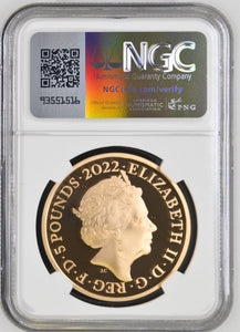 2022 GOLD PROOF THE QUEENS REIGN THE COMMONWEALTH £5 (NGC) PF69 ULTRA CAMEO - NGC GOLD COINS - Cambridgeshire Coins