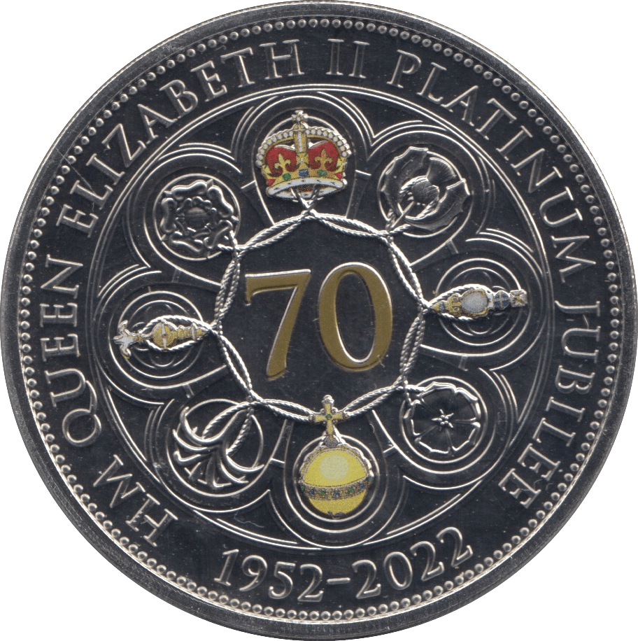 2022 GUERNSEY PLATINUM JUBILEE FIVE POUND COIN (BU) - WORLD COINS - Cambridgeshire Coins