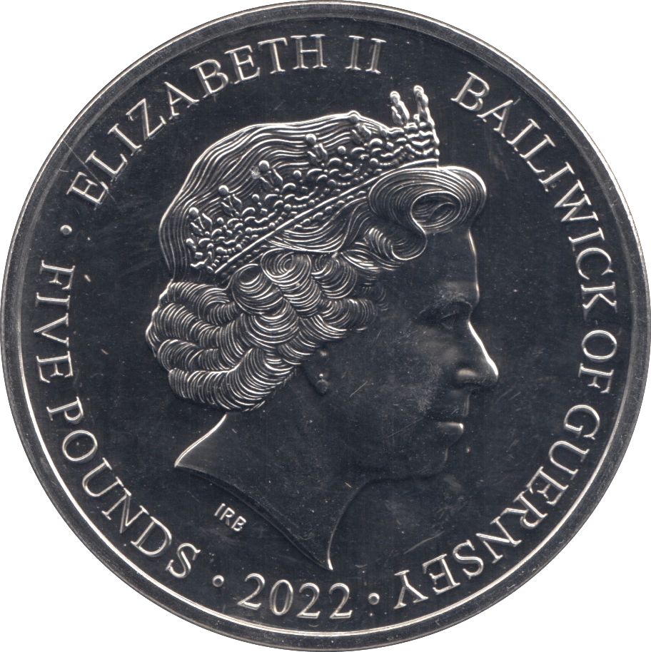2022 GUERNSEY PLATINUM JUBILEE FIVE POUND COIN (BU) - WORLD COINS - Cambridgeshire Coins
