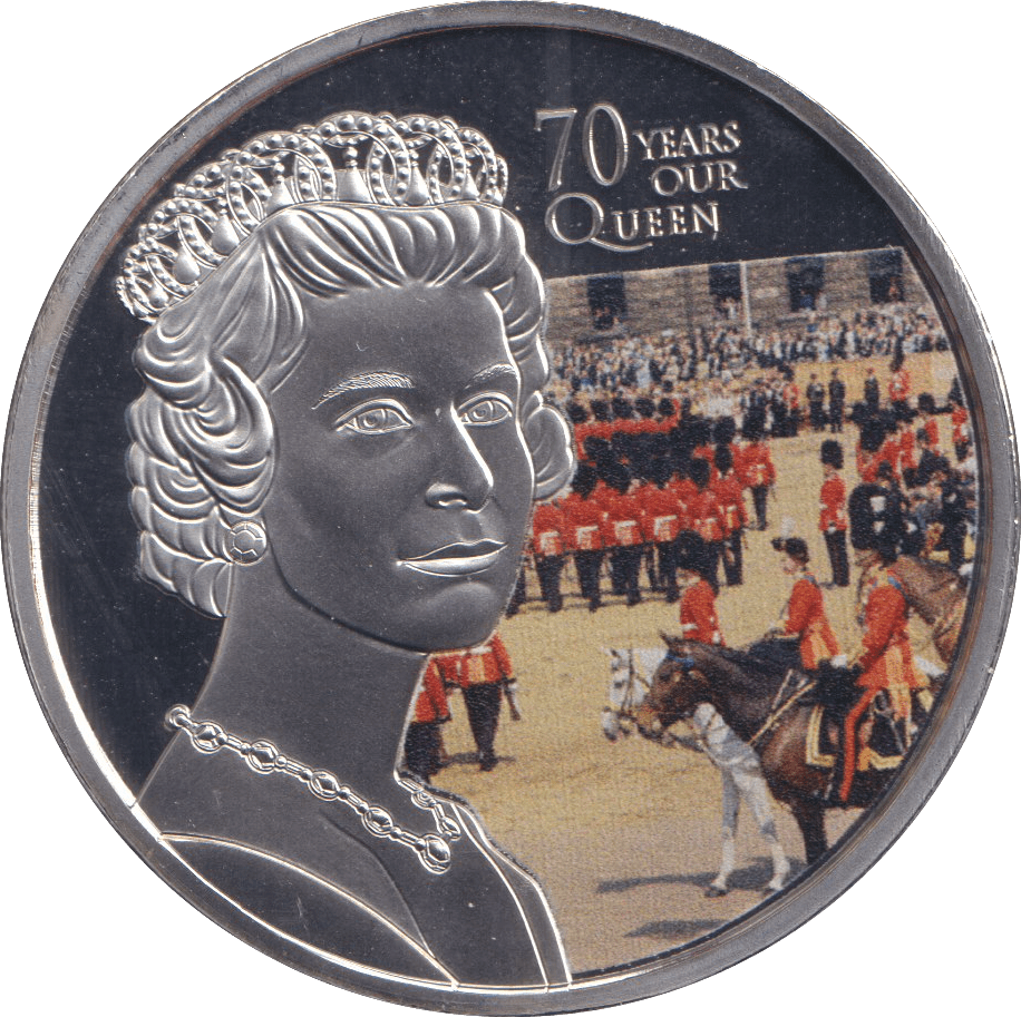2022 ONE CROWN ASCENSION ISLAND PLATINUM PLATED 70 YEARS OUR QUEEN 1 - WORLD COINS - Cambridgeshire Coins