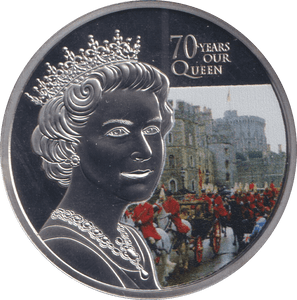 2022 ONE CROWN ASCENSION ISLAND PLATINUM PLATED 70 YEARS OUR QUEEN 2 - WORLD COINS - Cambridgeshire Coins