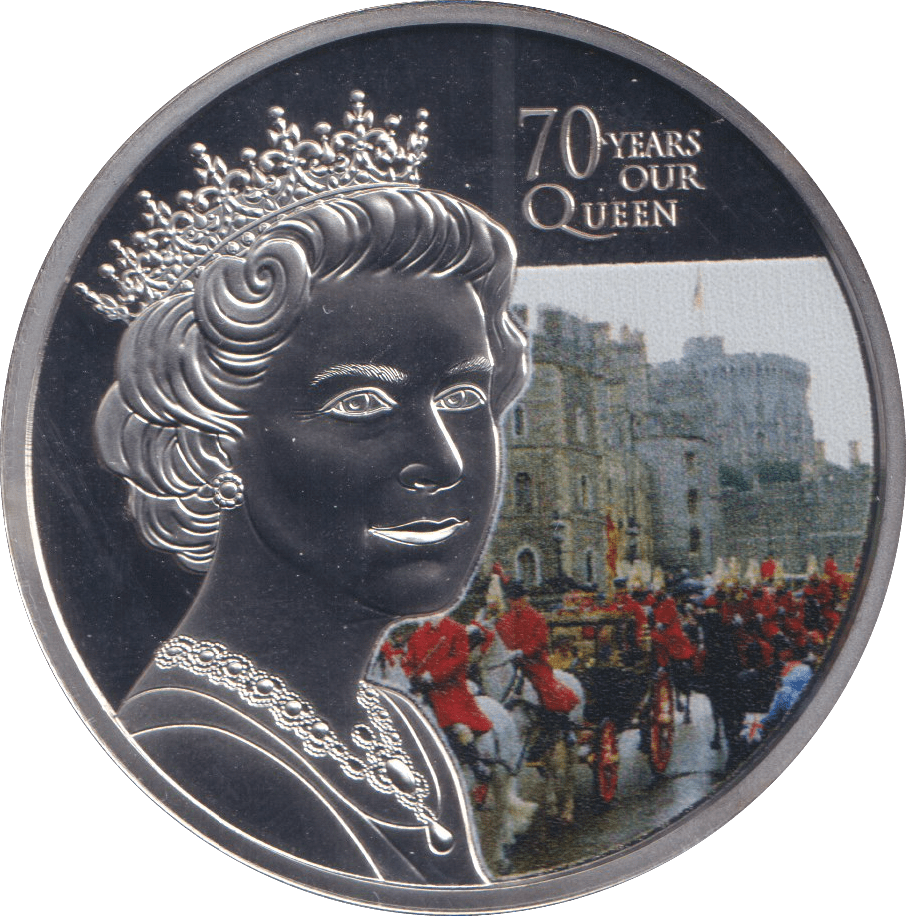2022 ONE CROWN ASCENSION ISLAND PLATINUM PLATED 70 YEARS OUR QUEEN 2 - WORLD COINS - Cambridgeshire Coins