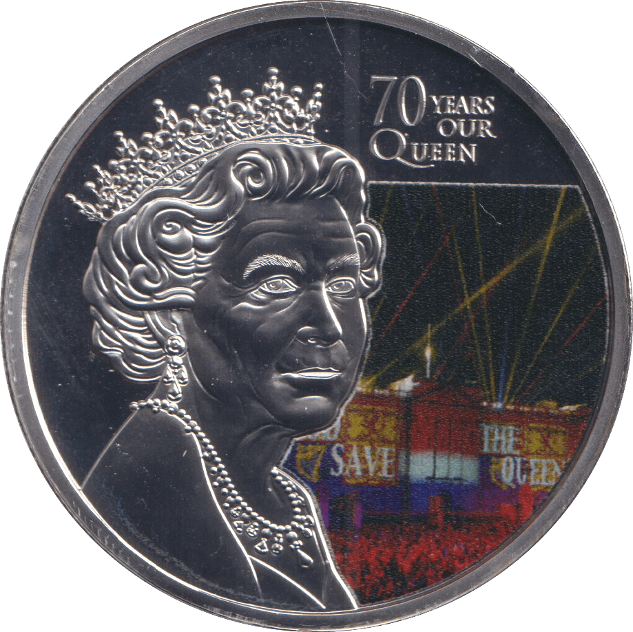 2022 ONE CROWN ASCENSION ISLAND PLATINUM PLATED 70 YEARS OUR QUEEN 4 - WORLD COINS - Cambridgeshire Coins