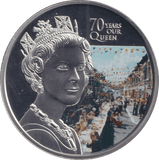 2022 ONE CROWN ASCENSION ISLAND PLATINUM PLATED 70 YEARS OUR QUEEN 5 - WORLD COINS - Cambridgeshire Coins