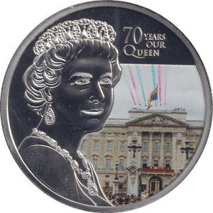 2022 ONE CROWN ASCENSION ISLAND PLATINUM PLATED 70 YEARS OUR QUEEN 6 - WORLD COINS - Cambridgeshire Coins