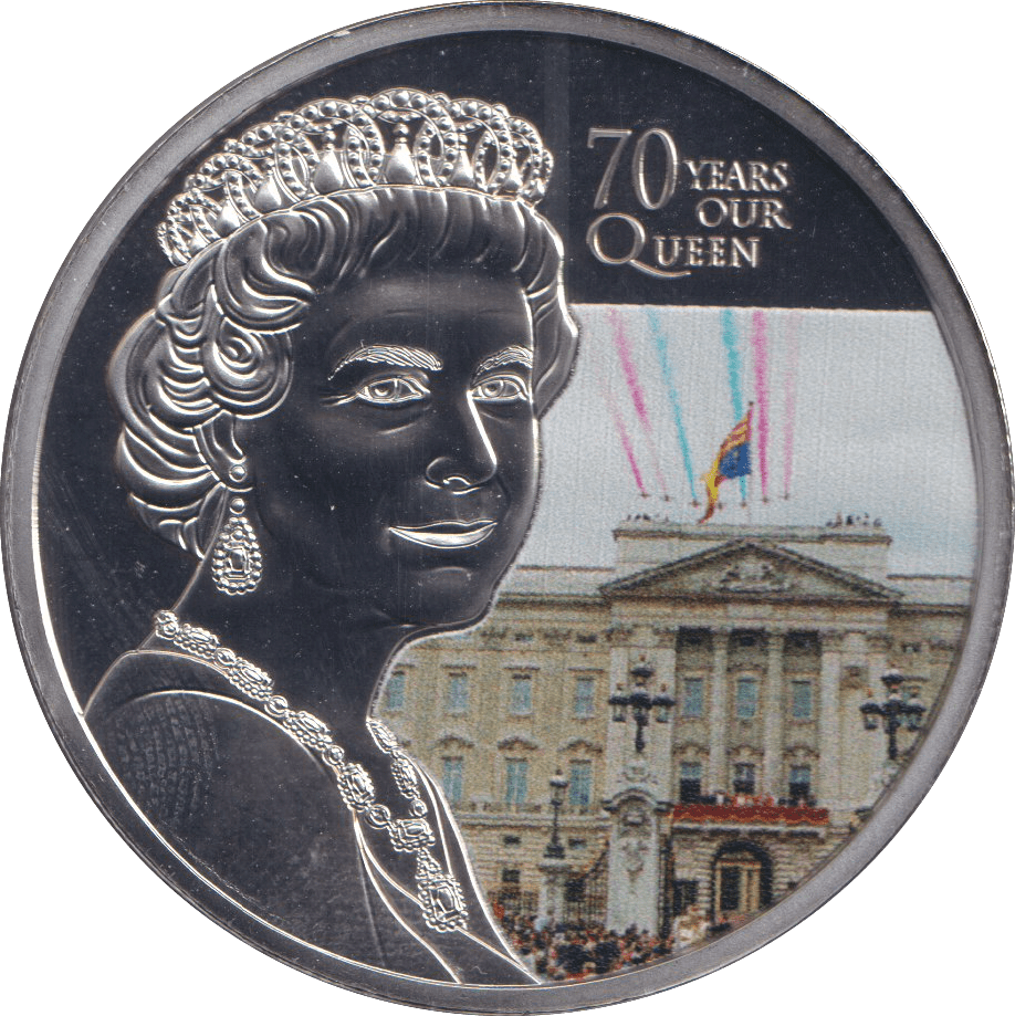 2022 ONE CROWN ASCENSION ISLAND PLATINUM PLATED 70 YEARS OUR QUEEN 6 - WORLD COINS - Cambridgeshire Coins