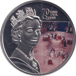 2022 ONE CROWN ASCENSION ISLAND PLATINUM PLATED 70 YEARS OUR QUEEN 7 - WORLD COINS - Cambridgeshire Coins