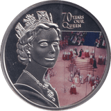 2022 ONE CROWN ASCENSION ISLAND PLATINUM PLATED 70 YEARS OUR QUEEN 7 - WORLD COINS - Cambridgeshire Coins