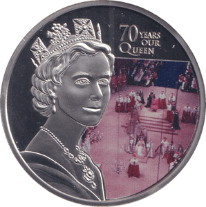 2022 ONE CROWN ASCENSION ISLANDS 70 YEARS OUR QUEEN 3 - WORLD COINS - Cambridgeshire Coins