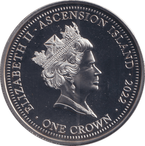 2022 ONE CROWN ASCENSION ISLANDS 70 YEARS OUR QUEEN 4 - WORLD COINS - Cambridgeshire Coins