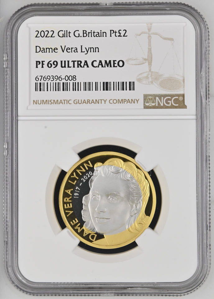 2022 PLATINUM PROOF £2 QUEEN ELIZABETH II £2 DAME VERA LYNN (NGC) PF69 ULTRA CAMEO - NGC PLATINUM COINS - Cambridgeshire Coins
