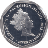 2022 SEVENTY PENCE ASCENSION ISLAND 70 YEARS OF OUR QUEEN - WORLD COINS - Cambridgeshire Coins
