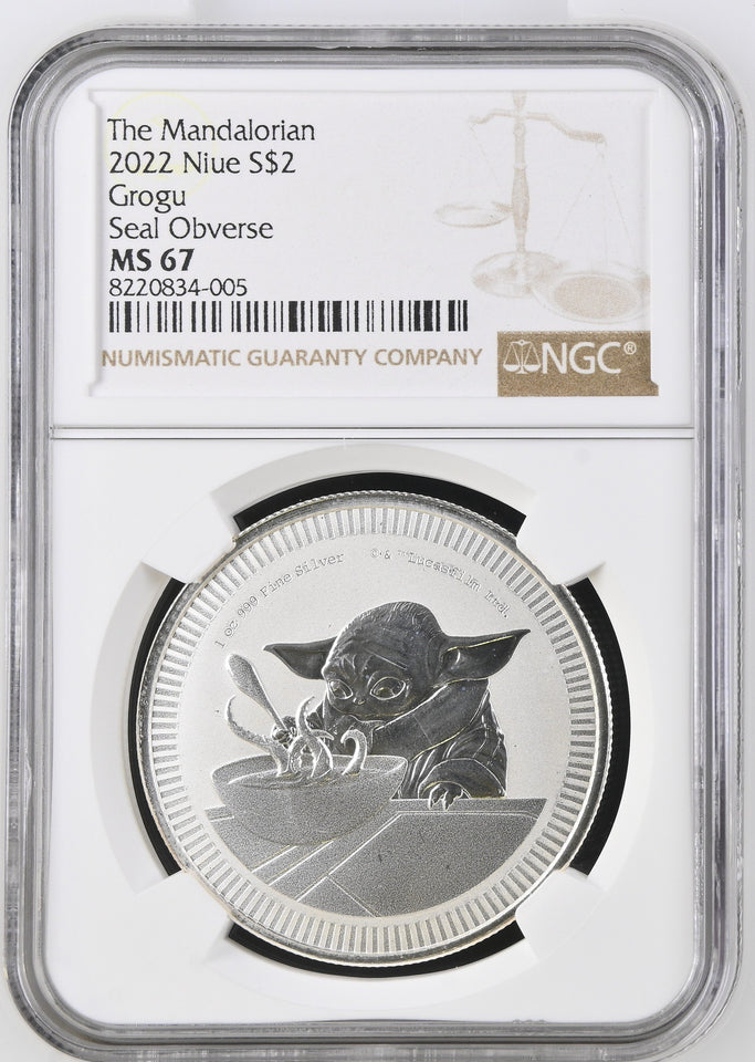 2022 SILVER $2 STAR WARS MANDALORIAN GROGU MS 67 - NGC SILVER COINS - Cambridgeshire Coins