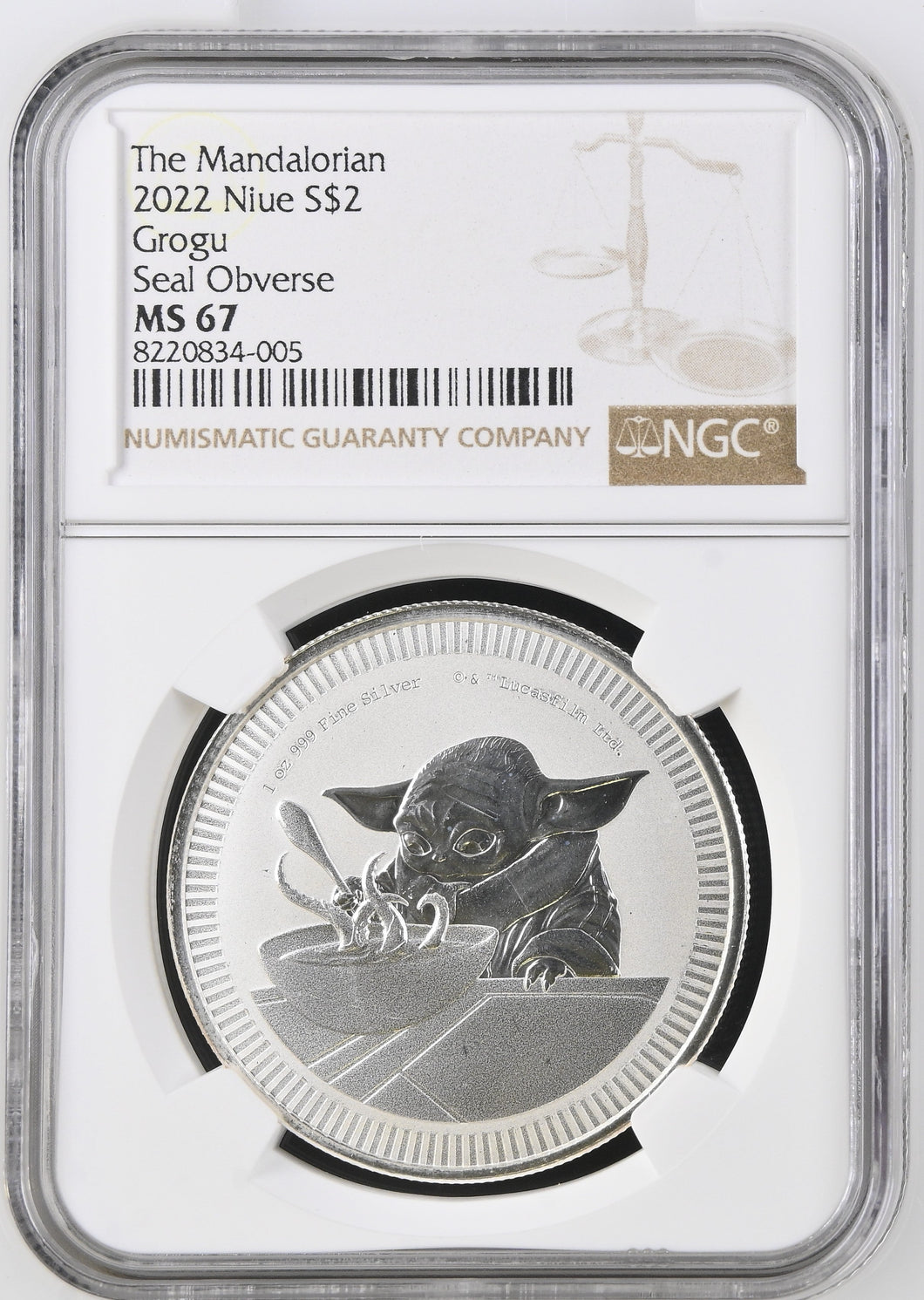 2022 SILVER $2 STAR WARS MANDALORIAN GROGU MS 67 - NGC SILVER COINS - Cambridgeshire Coins