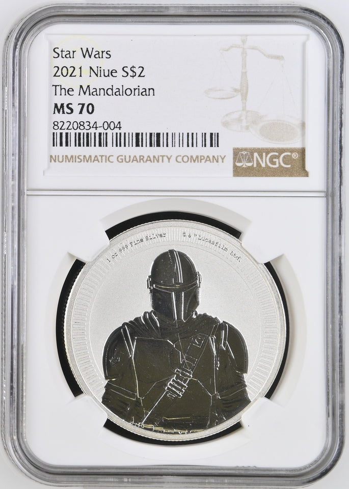 2022 SILVER $2 STAR WARS THE MANDALORIAN MS 70 TOP POP - NGC SILVER COINS - Cambridgeshire Coins