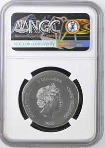 2022 SILVER $5 COOK ISLANDS PEGASOS MS 70 ANTIQUED - NGC SILVER COINS - Cambridgeshire Coins
