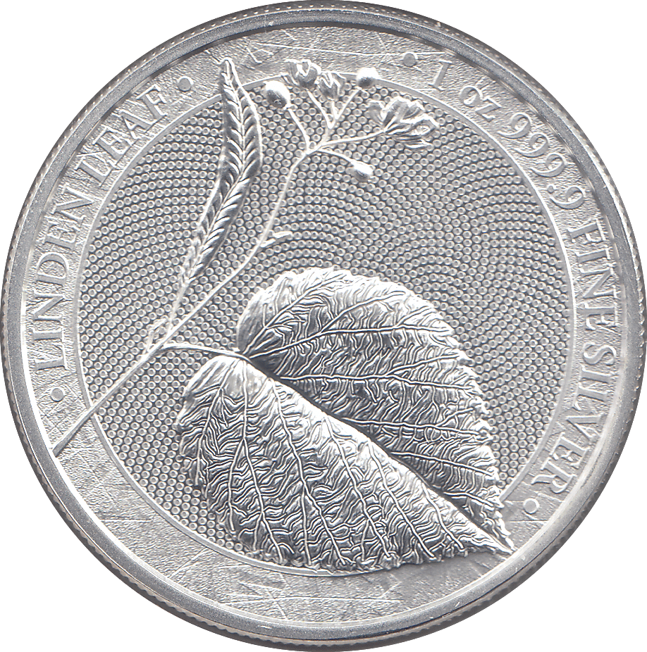 2022 SILVER FIVE MARKS LINDEN LEAF GERMANIA ( BU ) - SILVER WORLD COINS - Cambridgeshire Coins