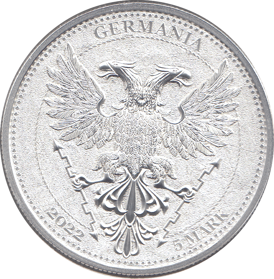 2022 SILVER FIVE MARKS LINDEN LEAF GERMANIA ( BU ) - SILVER WORLD COINS - Cambridgeshire Coins