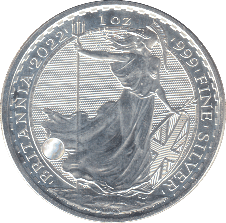 2022 SILVER ONE OUNCE BRITANNIA .999 FINE SILVER 2 POUND - SILVER WORLD COINS - Cambridgeshire Coins