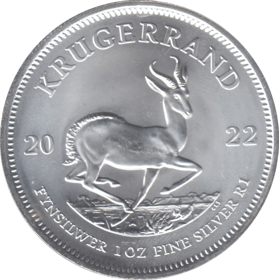 2022 SILVER ONE OUNCE FINE SILVER KRUGERRAND SOUTH AFRICA - SILVER WORLD COINS - Cambridgeshire Coins