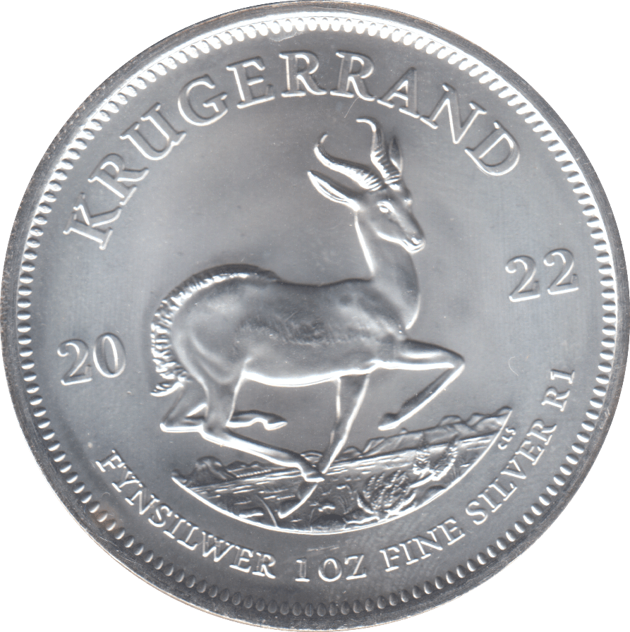 2022 SILVER ONE OUNCE FINE SILVER KRUGERRAND SOUTH AFRICA - SILVER WORLD COINS - Cambridgeshire Coins
