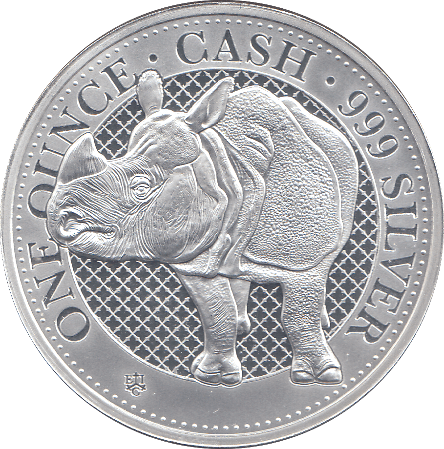 2022 SILVER ONE POUND RHINO ST HELENA ( BU ) - SILVER WORLD COINS - Cambridgeshire Coins