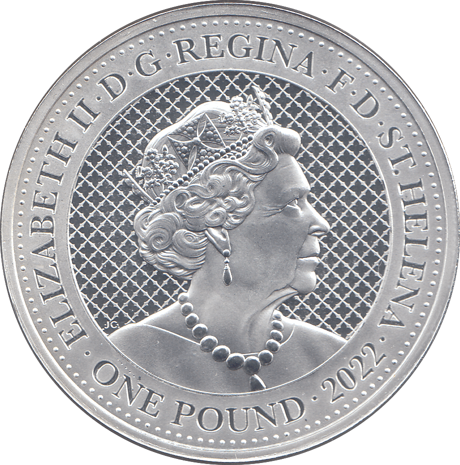2022 SILVER ONE POUND RHINO ST HELENA ( BU ) - SILVER WORLD COINS - Cambridgeshire Coins
