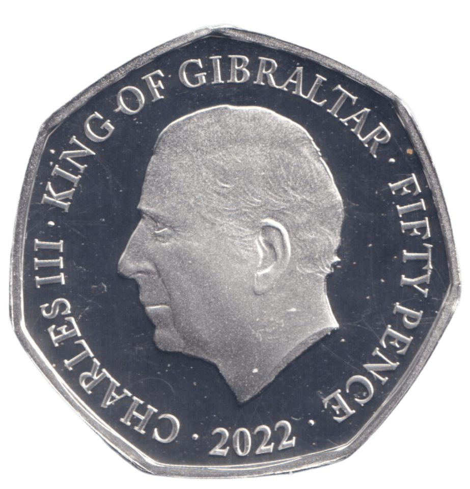 2022 SILVER PROOF 50P GIBRALTAR - SILVER WORLD COINS - Cambridgeshire Coins