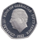 2022 SILVER PROOF 50P GIBRALTAR - SILVER WORLD COINS - Cambridgeshire Coins