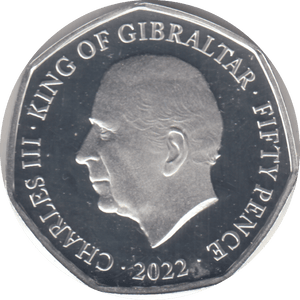 2022 SILVER PROOF 50P GIBRALTAR - SILVER WORLD COINS - Cambridgeshire Coins
