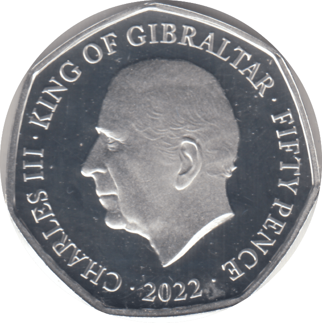 2022 SILVER PROOF 50P GIBRALTAR - SILVER WORLD COINS - Cambridgeshire Coins