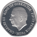 2022 SILVER PROOF 50P GIBRALTAR - SILVER WORLD COINS - Cambridgeshire Coins