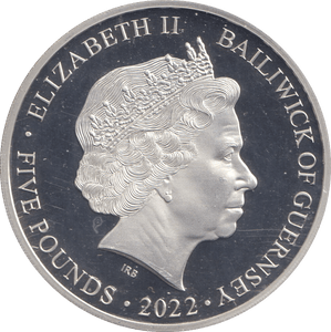 2022 SILVER PROOF FIVE POUND BAILIWICK OF GUERNSEY - SILVER WORLD COINS - Cambridgeshire Coins