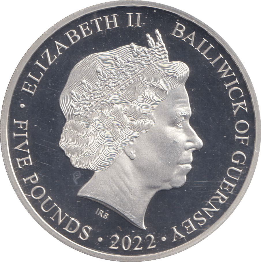 2022 SILVER PROOF FIVE POUND BAILIWICK OF GUERNSEY - SILVER WORLD COINS - Cambridgeshire Coins