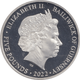 2022 SILVER PROOF FIVE POUND BAILIWICK OF GUERNSEY - SILVER WORLD COINS - Cambridgeshire Coins