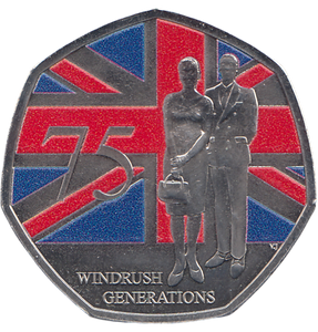 2023 50 PENCE 75 YEARS OF WINDRUSH GENERATION COLOURED - WORLD COINS - Cambridgeshire Coins