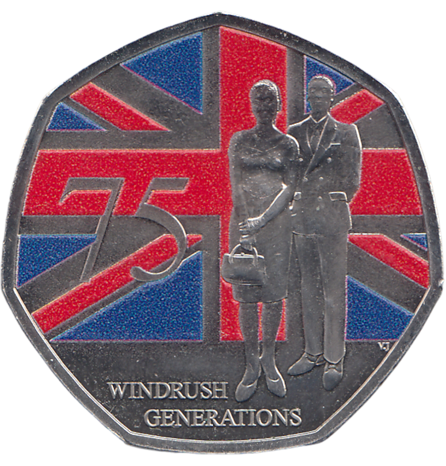 2023 50 PENCE 75 YEARS OF WINDRUSH GENERATION COLOURED - WORLD COINS - Cambridgeshire Coins