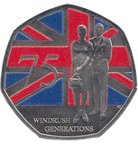 2023 50 PENCE 75 YEARS OF WINDRUSH GENERATION COLOURED - WORLD COINS - Cambridgeshire Coins