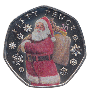 2023 50 PENCE FATHER CHRISTMAS BAILIWICK OF JERSEY COLOURED ( BU ) - WORLD COINS - Cambridgeshire Coins