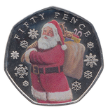2023 50 PENCE FATHER CHRISTMAS BAILIWICK OF JERSEY COLOURED ( BU ) - WORLD COINS - Cambridgeshire Coins