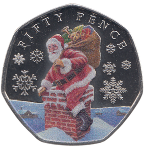 2023 50 PENCE FATHER CHRISTMAS BAILIWICK OF JERSEY COLOURED ( BU ) - WORLD COINS - Cambridgeshire Coins