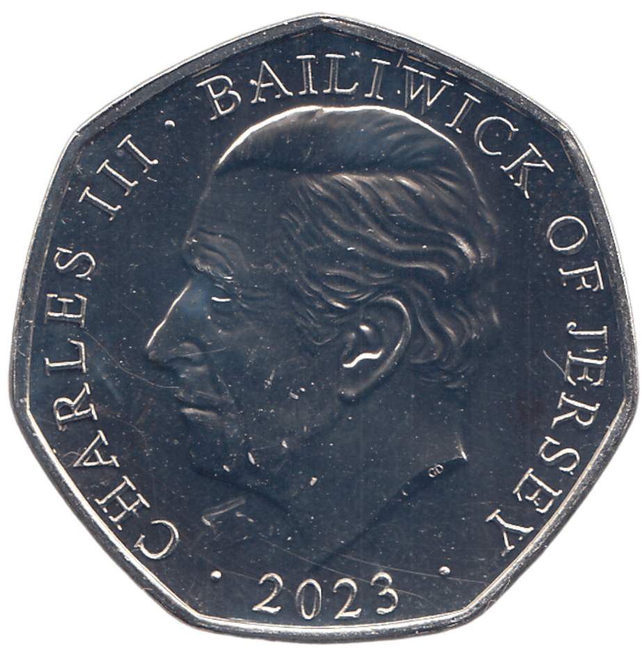 2023 50 PENCE FATHER CHRISTMAS BAILIWICK OF JERSEY COLOURED ( BU ) - WORLD COINS - Cambridgeshire Coins