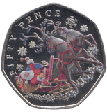 2023 50 PENCE FATHER CHRISTMAS BAILIWICK OF JERSEY COLOURED ( BU ) - WORLD COINS - Cambridgeshire Coins