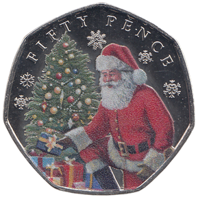 2023 50 PENCE FATHER CHRISTMAS BAILIWICK OF JERSEY COLOURED ( BU ) - WORLD COINS - Cambridgeshire Coins