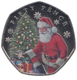 2023 50 PENCE FATHER CHRISTMAS BAILIWICK OF JERSEY COLOURED ( BU ) - WORLD COINS - Cambridgeshire Coins