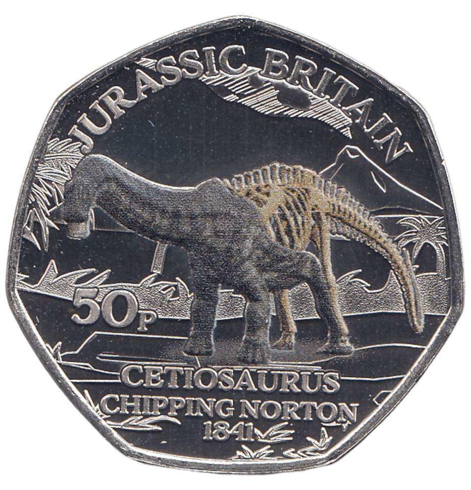 2023 50 PENCE JURASSIC BRITAIN CETIOSAURUS COLOURED ( BU ) - WORLD COINS - Cambridgeshire Coins